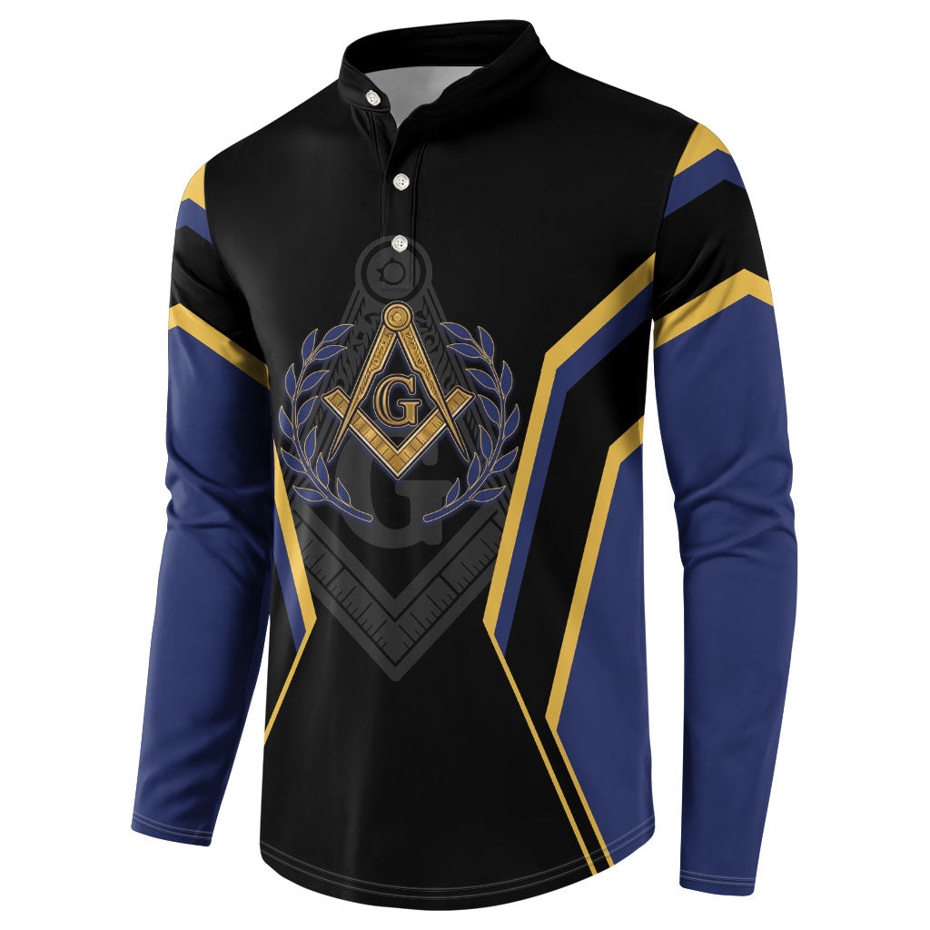 Personalized Prince Hall Freemasonry Button Sweatshirt Royal Blue Gold Masonic Geometric Legacy Graphic