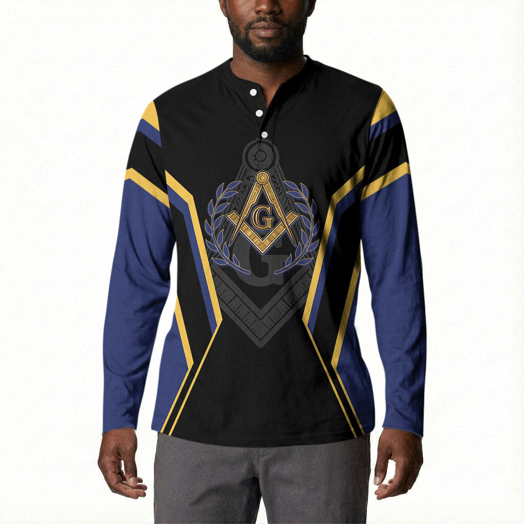 Personalized Prince Hall Freemasonry Button Sweatshirt Royal Blue Gold Masonic Geometric Legacy Graphic
