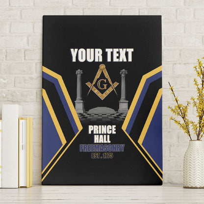 Personalized Prince Hall Freemasonry Canvas Wall Art Royal Blue Gold Masonic Geometric Legacy Graphic