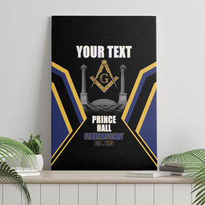 Personalized Prince Hall Freemasonry Canvas Wall Art Royal Blue Gold Masonic Geometric Legacy Graphic