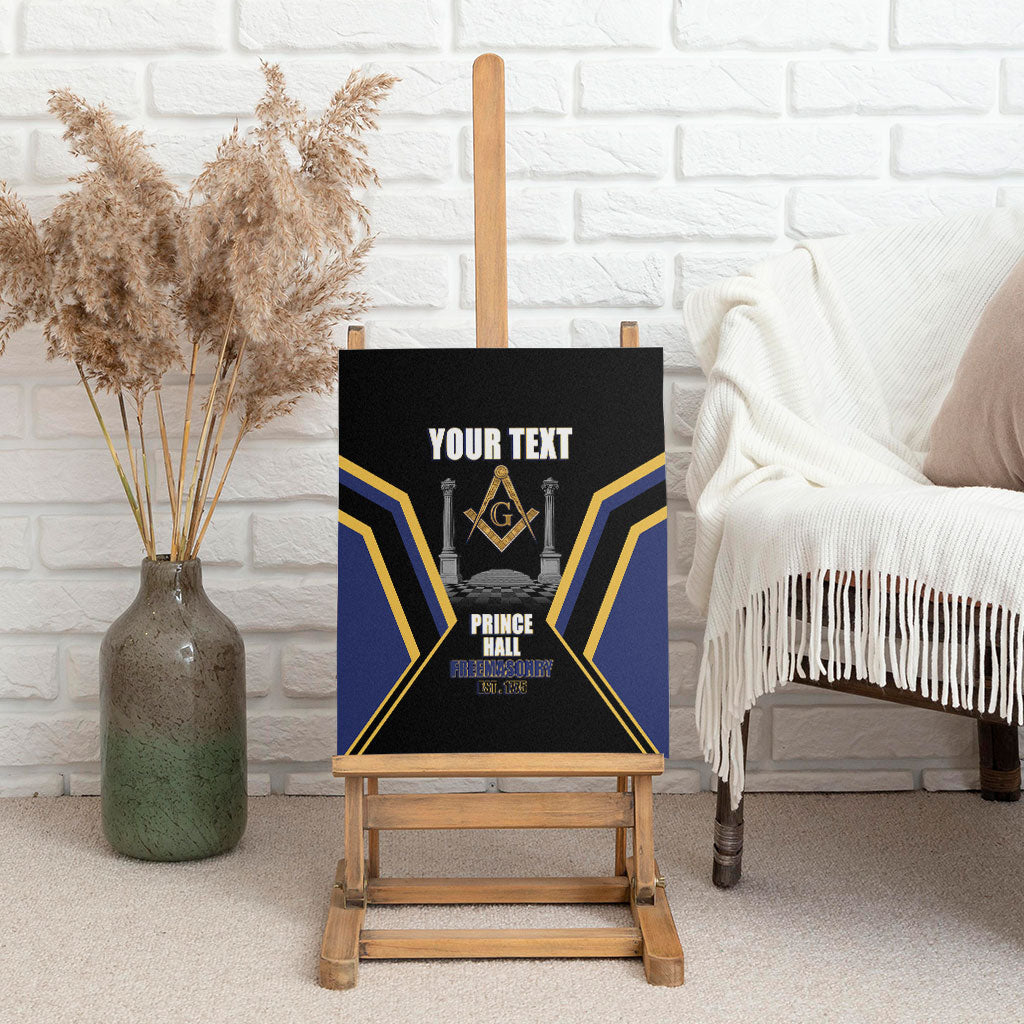 Personalized Prince Hall Freemasonry Canvas Wall Art Royal Blue Gold Masonic Geometric Legacy Graphic