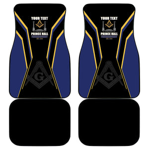 Personalized Prince Hall Freemasonry Car Mats Royal Blue Gold Masonic Geometric Legacy Graphic