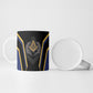 Personalized Prince Hall Freemasonry Ceramic Mug Royal Blue Gold Masonic Geometric Legacy Graphic