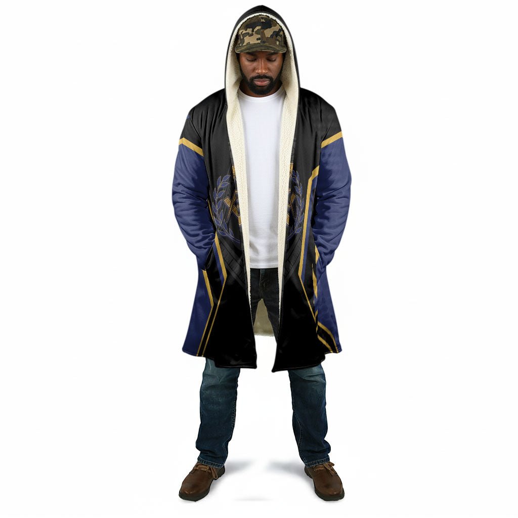 Personalized Prince Hall Freemasonry Cloak Royal Blue Gold Masonic Geometric Legacy Graphic