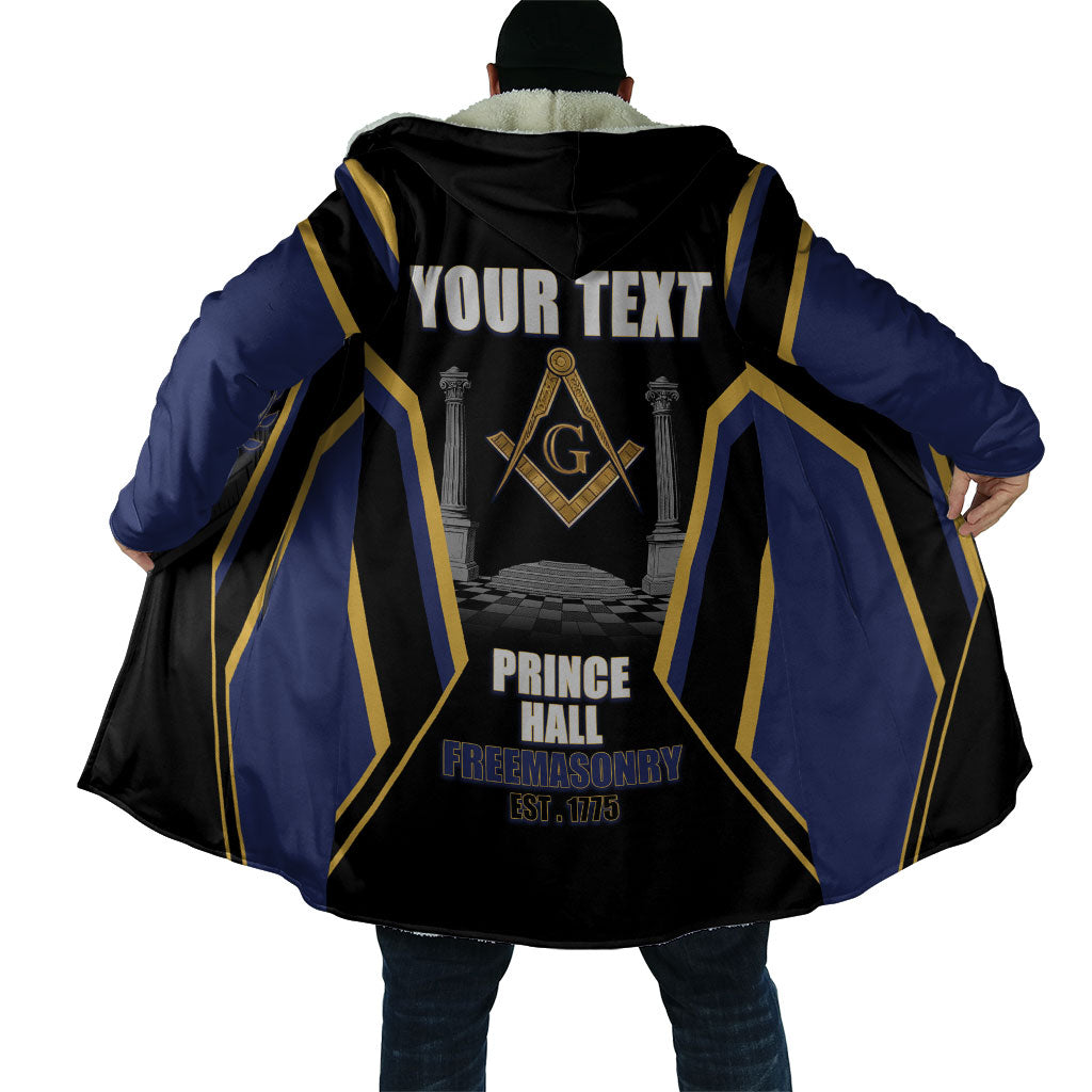 Personalized Prince Hall Freemasonry Cloak Royal Blue Gold Masonic Geometric Legacy Graphic
