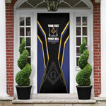 Personalized Prince Hall Freemasonry Door Cover Royal Blue Gold Masonic Geometric Legacy Graphic