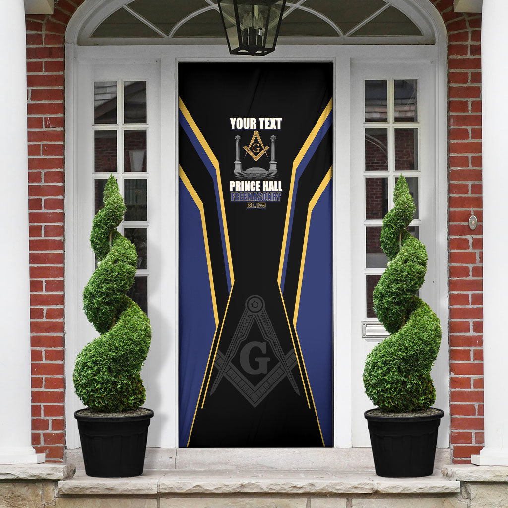 Personalized Prince Hall Freemasonry Door Cover Royal Blue Gold Masonic Geometric Legacy Graphic
