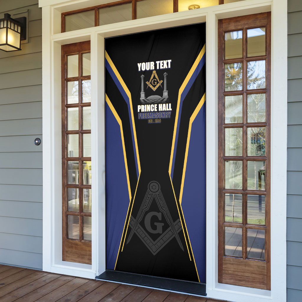 Personalized Prince Hall Freemasonry Door Cover Royal Blue Gold Masonic Geometric Legacy Graphic