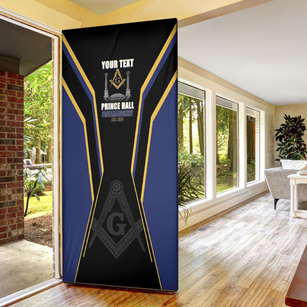 Personalized Prince Hall Freemasonry Door Cover Royal Blue Gold Masonic Geometric Legacy Graphic