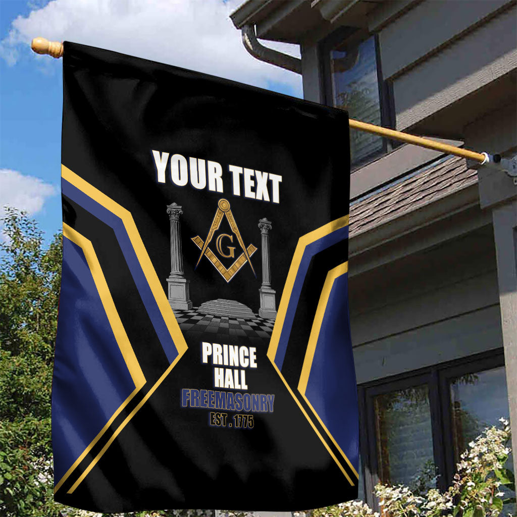 Personalized Prince Hall Freemasonry Garden Flag Royal Blue Gold Masonic Geometric Legacy Graphic