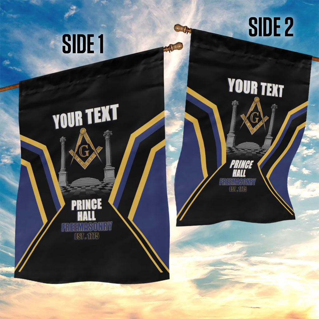 Personalized Prince Hall Freemasonry Garden Flag Royal Blue Gold Masonic Geometric Legacy Graphic