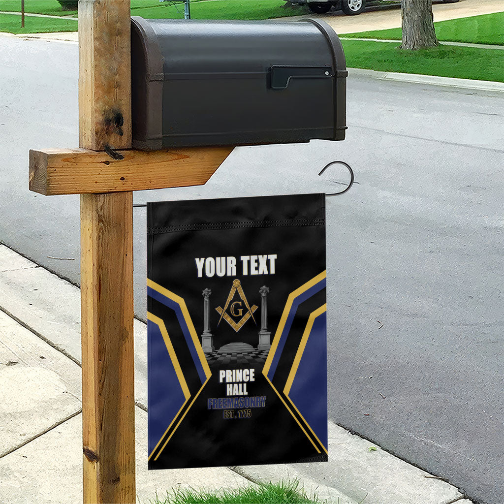 Personalized Prince Hall Freemasonry Garden Flag Royal Blue Gold Masonic Geometric Legacy Graphic