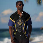 Personalized Prince Hall Freemasonry Hawaiian Shirt Royal Blue Gold Masonic Geometric Legacy Graphic