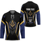 Personalized Prince Hall Freemasonry Hockey Jersey Royal Blue Gold Masonic Geometric Legacy Graphic