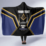 Personalized Prince Hall Freemasonry Hooded Blanket Royal Blue Gold Masonic Geometric Legacy Graphic