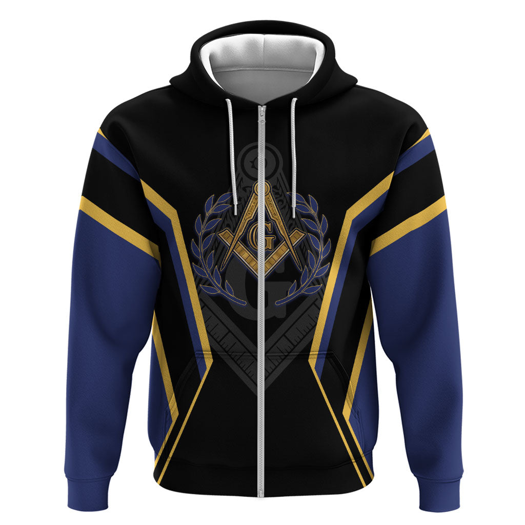 Personalized Prince Hall Freemasonry Hoodie Royal Blue Gold Masonic Geometric Legacy Graphic