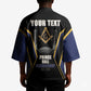 Personalized Prince Hall Freemasonry Kimono Royal Blue Gold Masonic Geometric Legacy Graphic