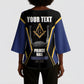 Personalized Prince Hall Freemasonry Kimono Sleeve Blouse Royal Blue Gold Masonic Geometric Legacy Graphic