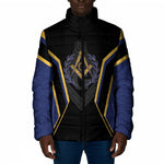 Personalized Prince Hall Freemasonry Padded Jacket Royal Blue Gold Masonic Geometric Legacy Graphic