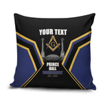 Personalized Prince Hall Freemasonry Pillow Cover Royal Blue Gold Masonic Geometric Legacy Graphic