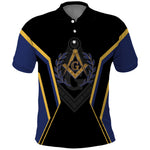 Personalized Prince Hall Freemasonry Polo Shirt Royal Blue Gold Masonic Geometric Legacy Graphic