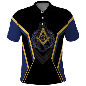 Personalized Prince Hall Freemasonry Polo Shirt Royal Blue Gold Masonic Geometric Legacy Graphic