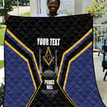 Personalized Prince Hall Freemasonry Quilt Royal Blue Gold Masonic Geometric Legacy Graphic