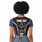 Personalized Prince Hall Freemasonry Raglan Cropped T shirt Royal Blue Gold Masonic Geometric Legacy Graphic