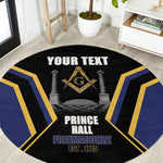 Personalized Prince Hall Freemasonry Round Carpet Royal Blue Gold Masonic Geometric Legacy Graphic