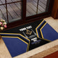 Personalized Prince Hall Freemasonry Rubber Doormat Royal Blue Gold Masonic Geometric Legacy Graphic