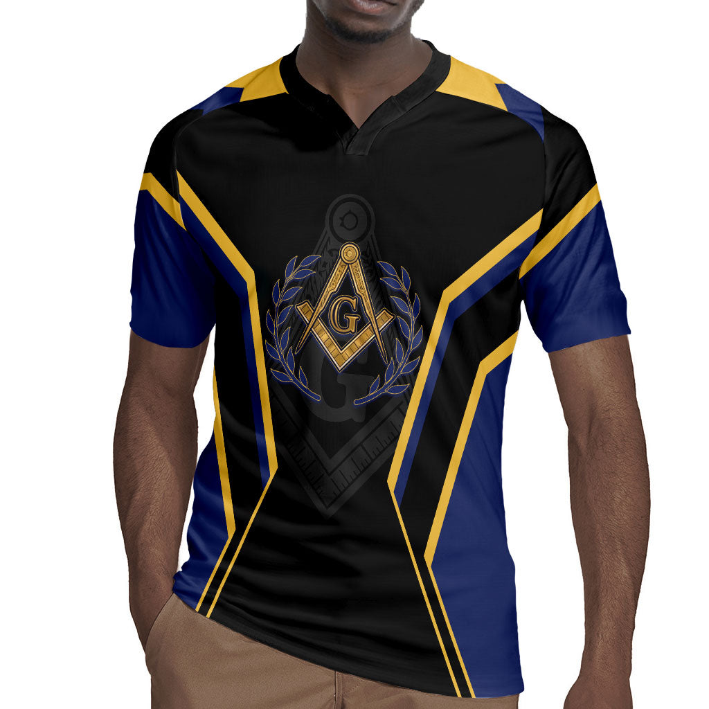 Personalized Prince Hall Freemasonry Rugby Jersey Royal Blue Gold Masonic Geometric Legacy Graphic