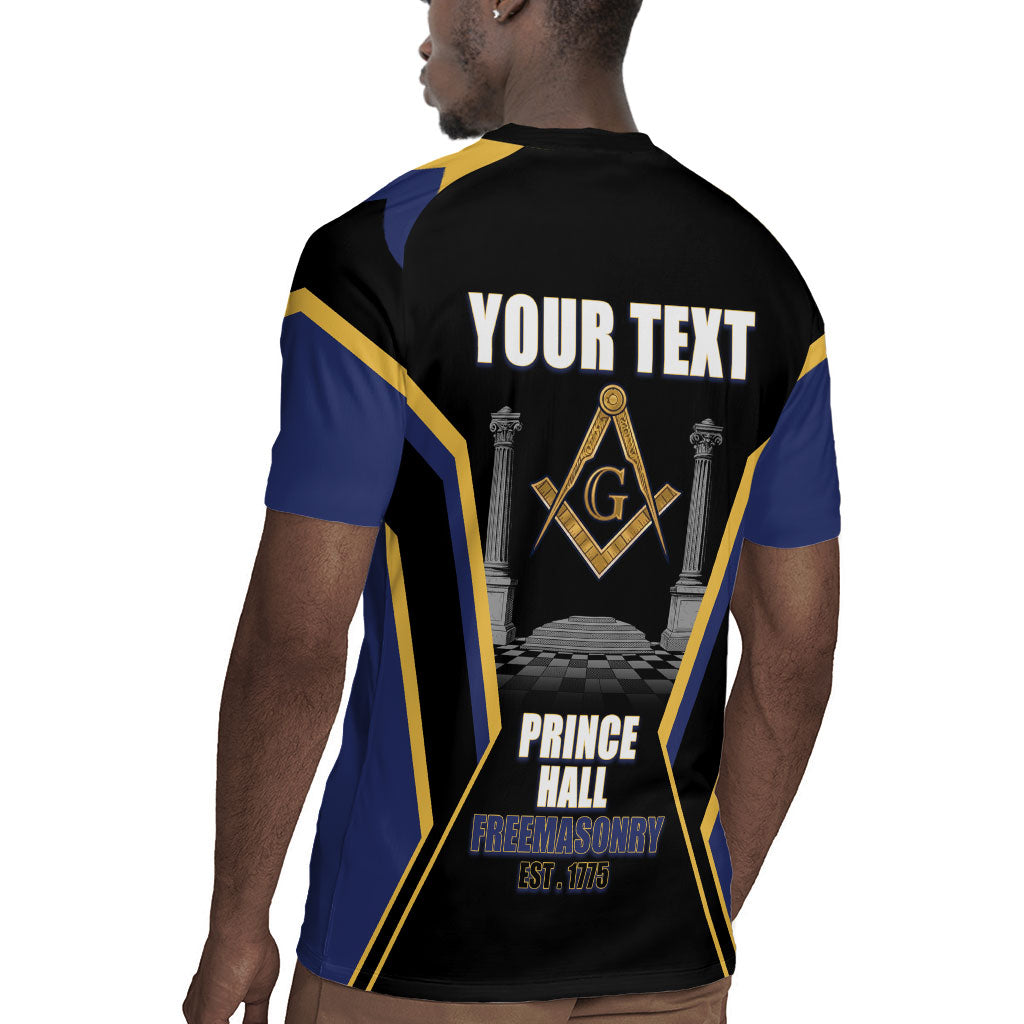 Personalized Prince Hall Freemasonry Rugby Jersey Royal Blue Gold Masonic Geometric Legacy Graphic