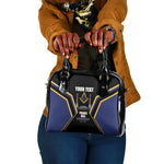 Personalized Prince Hall Freemasonry Shoulder Handbag Royal Blue Gold Masonic Geometric Legacy Graphic