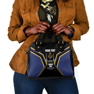 Personalized Prince Hall Freemasonry Shoulder Handbag Royal Blue Gold Masonic Geometric Legacy Graphic