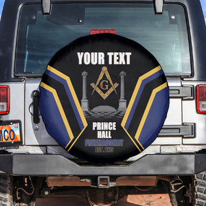 Personalized Prince Hall Freemasonry Spare Tire Cover Royal Blue Gold Masonic Geometric Legacy Graphic