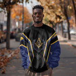 Personalized Prince Hall Freemasonry Sweatshirt Royal Blue Gold Masonic Geometric Legacy Graphic