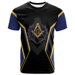 Personalized Prince Hall Freemasonry T shirt Royal Blue Gold Masonic Geometric Legacy Graphic