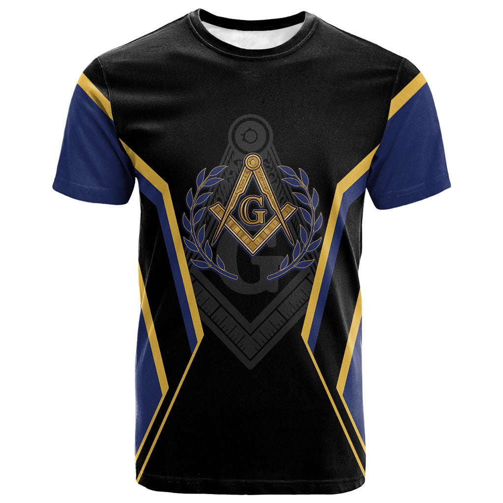 Personalized Prince Hall Freemasonry T shirt Royal Blue Gold Masonic Geometric Legacy Graphic