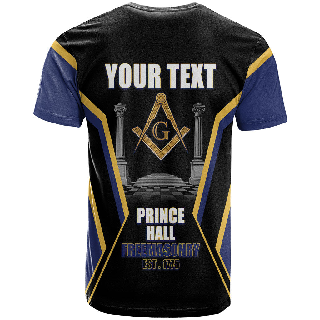 Personalized Prince Hall Freemasonry T shirt Royal Blue Gold Masonic Geometric Legacy Graphic