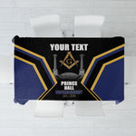 Personalized Prince Hall Freemasonry Tablecloth Royal Blue Gold Masonic Geometric Legacy Graphic