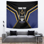 Personalized Prince Hall Freemasonry Tapestry Royal Blue Gold Masonic Geometric Legacy Graphic