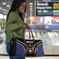 Personalized Prince Hall Freemasonry Travel Bag Royal Blue Gold Masonic Geometric Legacy Graphic