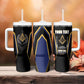 Personalized Prince Hall Freemasonry Tumbler With Handle Royal Blue Gold Masonic Geometric Legacy Graphic