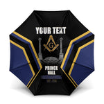 Personalized Prince Hall Freemasonry Umbrella Royal Blue Gold Masonic Geometric Legacy Graphic