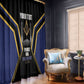 Personalized Prince Hall Freemasonry Window Curtain Royal Blue Gold Masonic Geometric Legacy Graphic