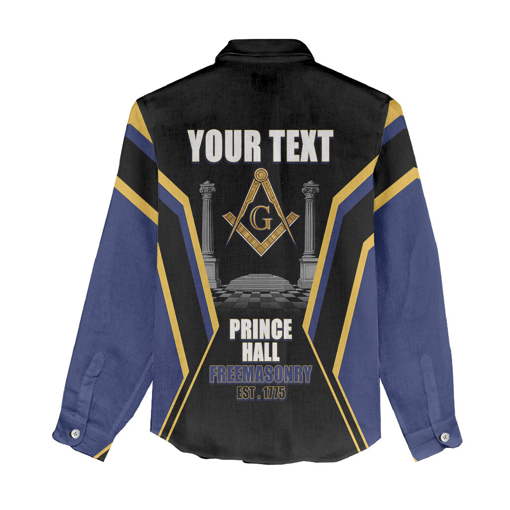 Personalized Prince Hall Freemasonry Women Casual Shirt Royal Blue Gold Masonic Geometric Legacy Graphic