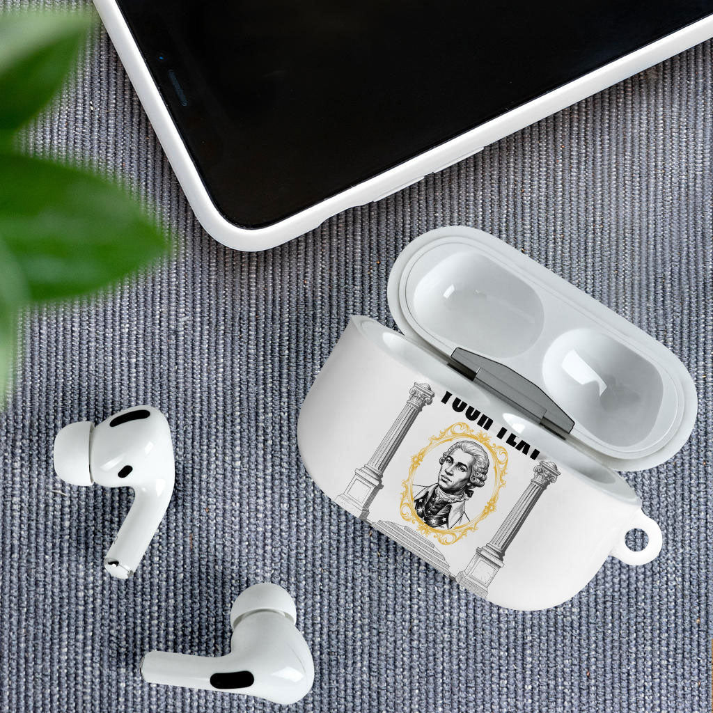 Personalized Prince Hall Freemasonry AirPods Case Masonic Square And Compass Vintage Gold Pillar Illustration