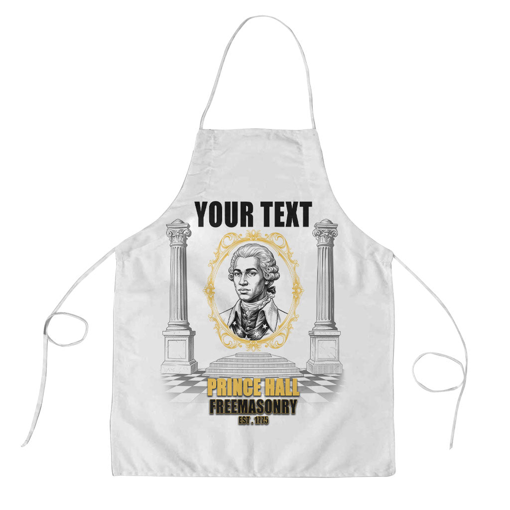 Personalized Prince Hall Freemasonry Apron Masonic Square And Compass Vintage Gold Pillar Illustration