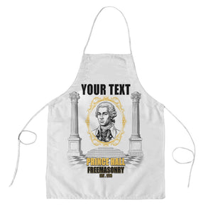 Personalized Prince Hall Freemasonry Apron Masonic Square And Compass Vintage Gold Pillar Illustration