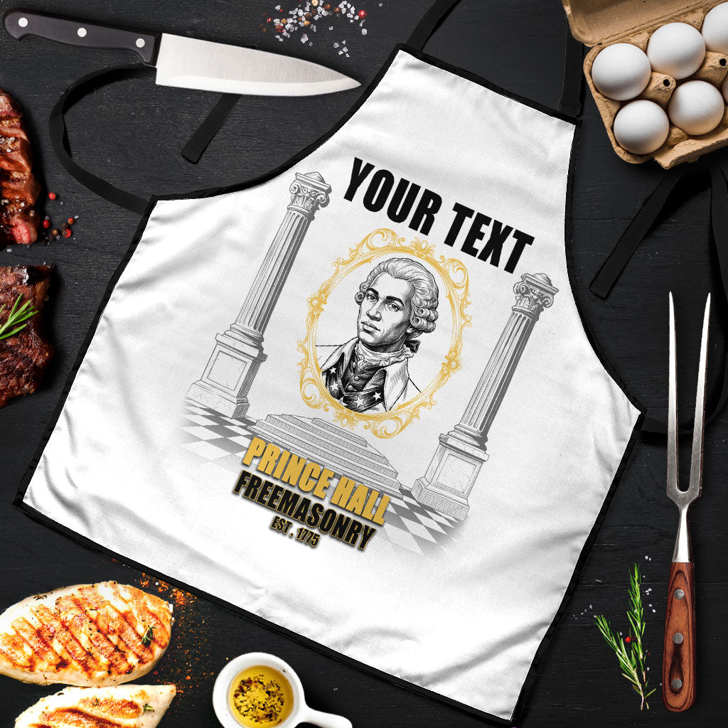 Personalized Prince Hall Freemasonry Apron Masonic Square And Compass Vintage Gold Pillar Illustration